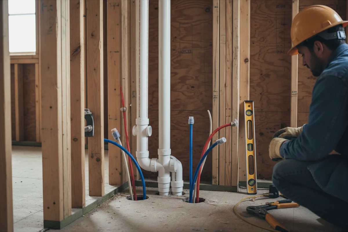 Drain and supply rough-in during Drain Cleaning in Essexville