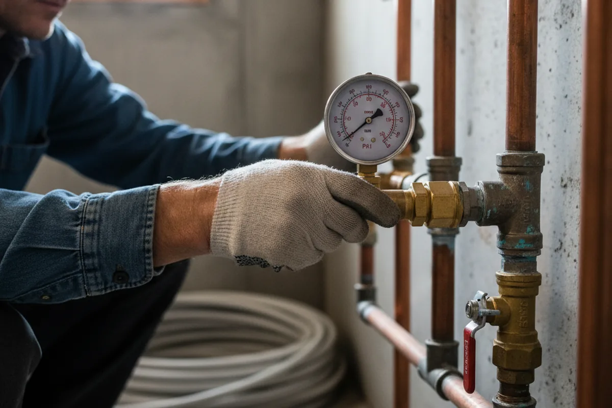 Pressure testing a repaired line during Water Line Repair in Essexville